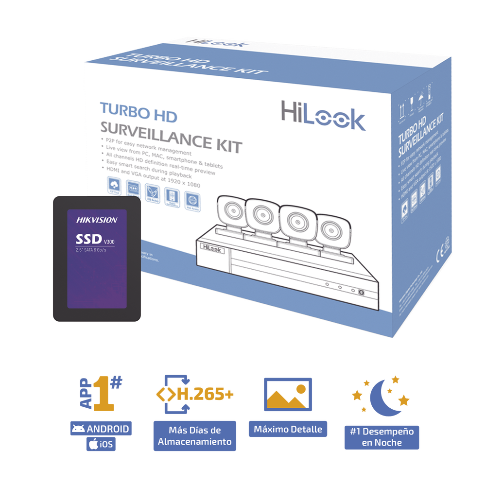 CURSO PARA INSTALAR TUS PROPIAS CAMARAS+KIT TurboHD 1080p + SSD de 500 GB / DVR 4 canales / 4 Cámaras Bala de Metal / Fuente de Poder / Accesorios de Instalación