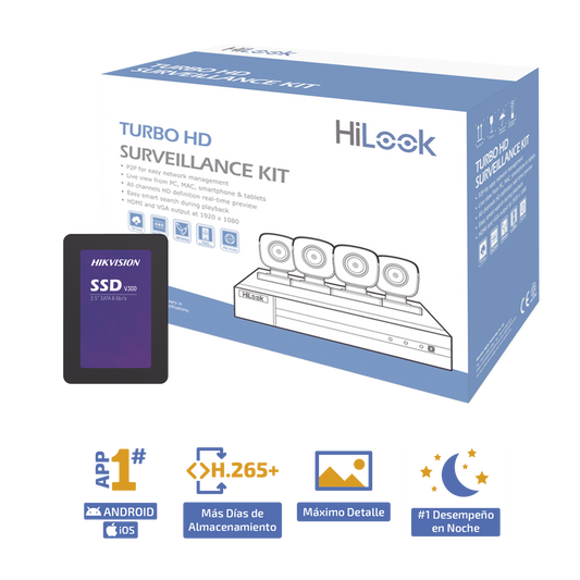 CURSO PARA INSTALAR TUS PROPIAS CAMARAS+KIT TurboHD 1080p + SSD de 500 GB / DVR 4 canales / 4 Cámaras Bala de Metal / Fuente de Poder / Accesorios de Instalación