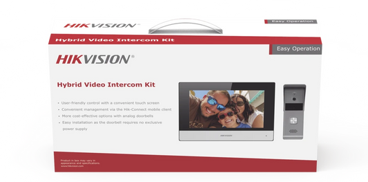 CURSO PARA INSTALAR+Kit de Video portero Analógico de Metal / IP a 4 Hilos con Función de Llamada a App Hik-Connect / Monitor se Conecta a Internet por Cable o WiFi y por 4 Hilos al Frente de Calle IP65 / Expandible a Mas Equipos