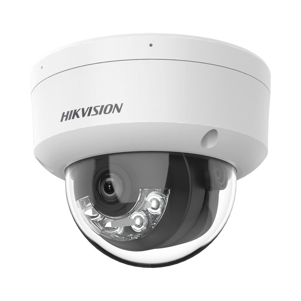 Domo IP 4 Megapixel / Lente 2.8 mm / Dual Light (30 mts IR + 30 mts Luz Blanca) / Micrófono Integrado / Antivandálico IK08 / ACUSENSE Lite / Exterior IP67 / H.265 / PoE / ONVIF / Micro SD
