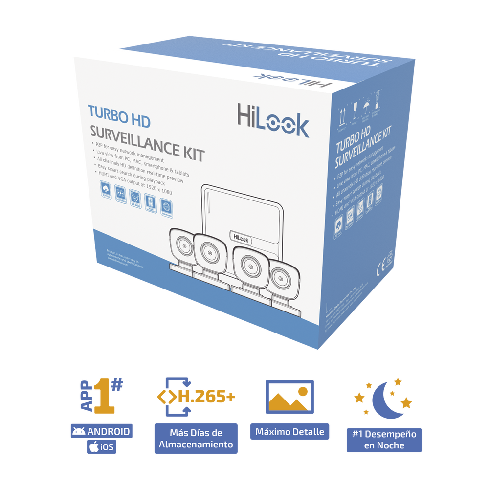 KIT TurboHD 720p / DVR 4 canales / 4 Cámaras Bala de Policarbonato / 4 Cables 18 Mts / 1 Fuente de Poder Profesional
